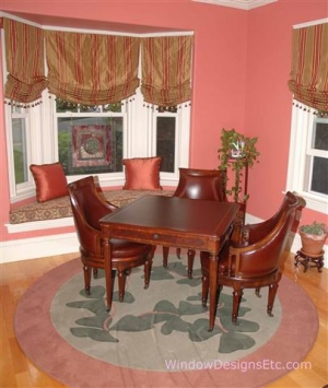 Worcester, MA Game Room Shades, Window Seat and Custom Rug