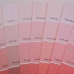 Benjamin Moore paint deck showing an array of pinks. Notice the sweet names.